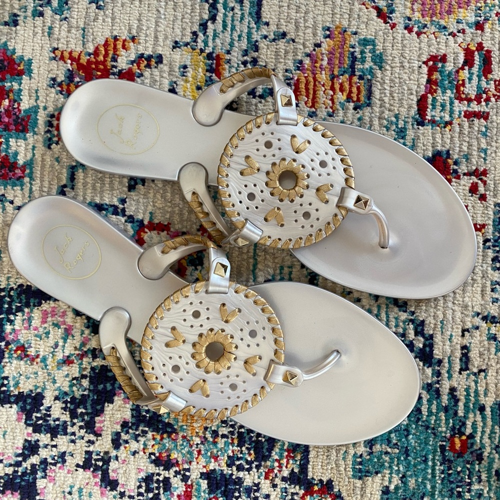 Jack Rogers Silver and Gold Jelly Sandals - Picture 2 of 3